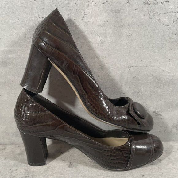 Kate Spade Womens Patent Leather‎ Pumps Heels Sz 7.5M Brown Round Toe Shoes - Picture 7 of 10